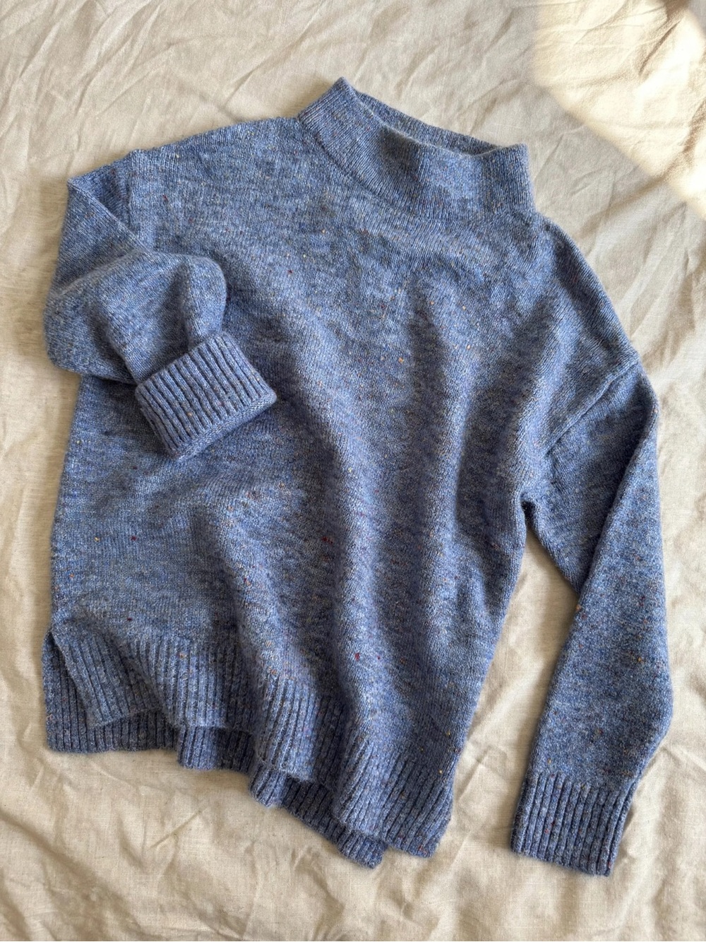 Well Worn Blue Speckled Turtleneck Sweater